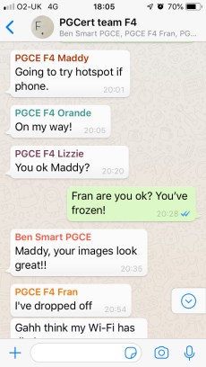 fig v - Screenshot of the F4 WhatsApp feed
